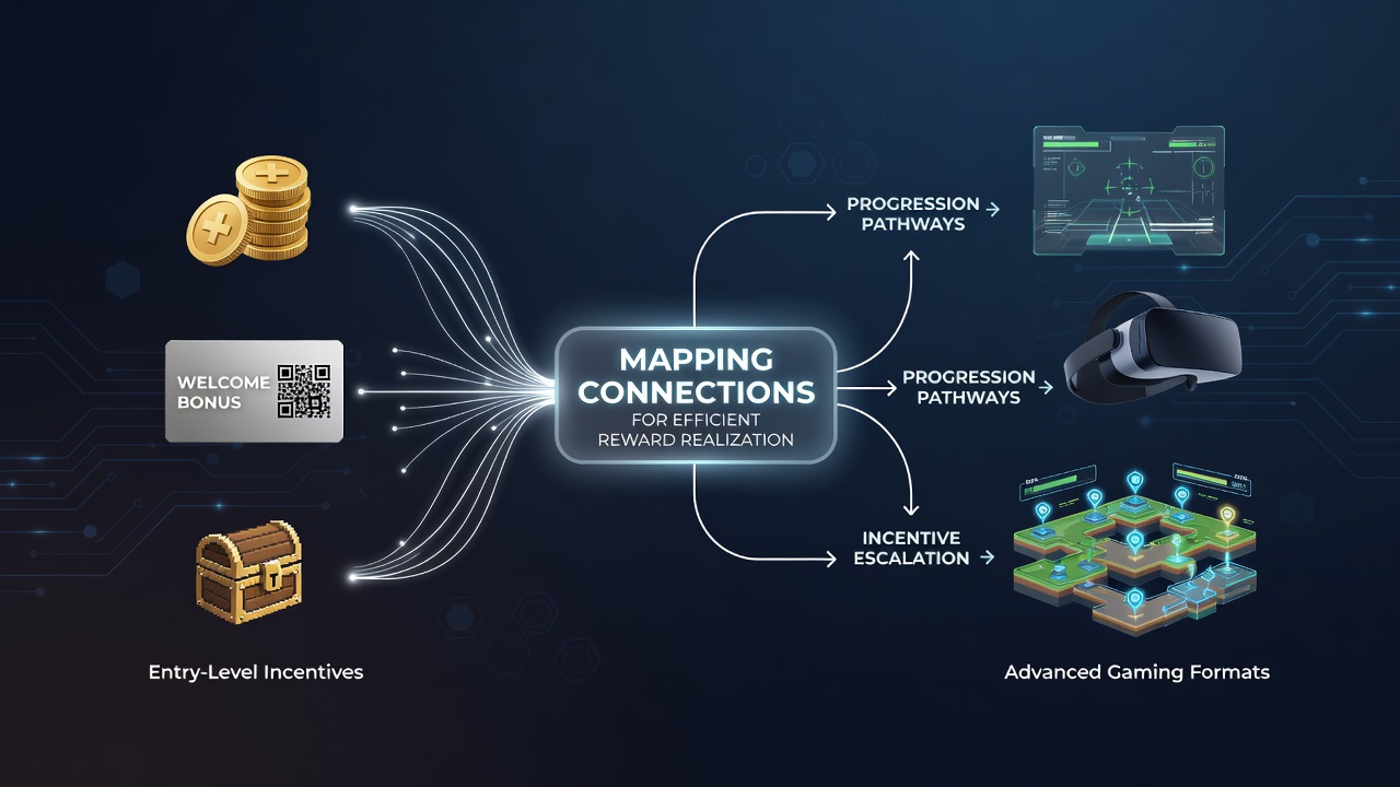 Diagram illustrating connections between beginner gaming incentives and advanced platform structures