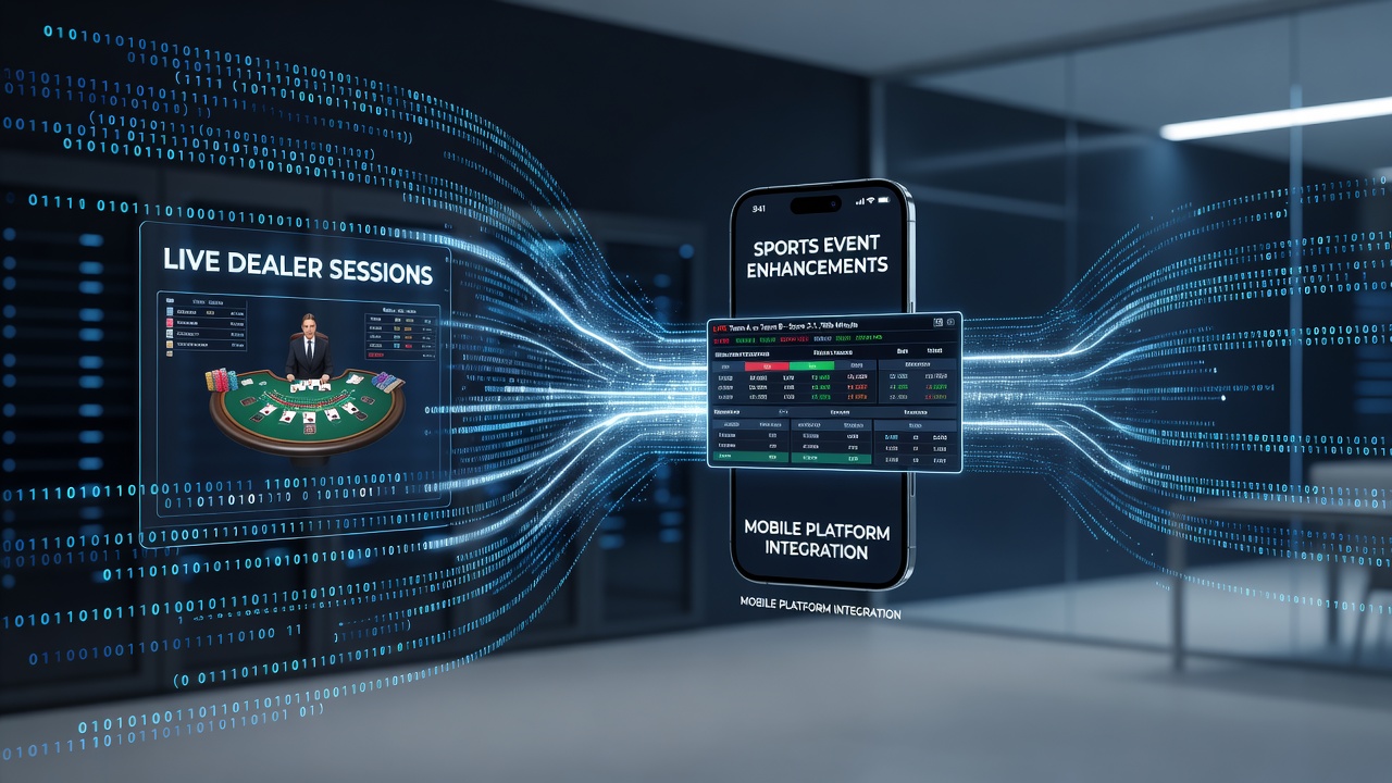 Developer dashboard displaying code sequence logs connecting casino live sessions with sports event data on mobile platforms