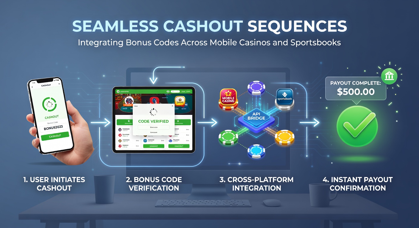 Animated graphic showing bonus flow from casino spins through sportsbook bets to a cashout button