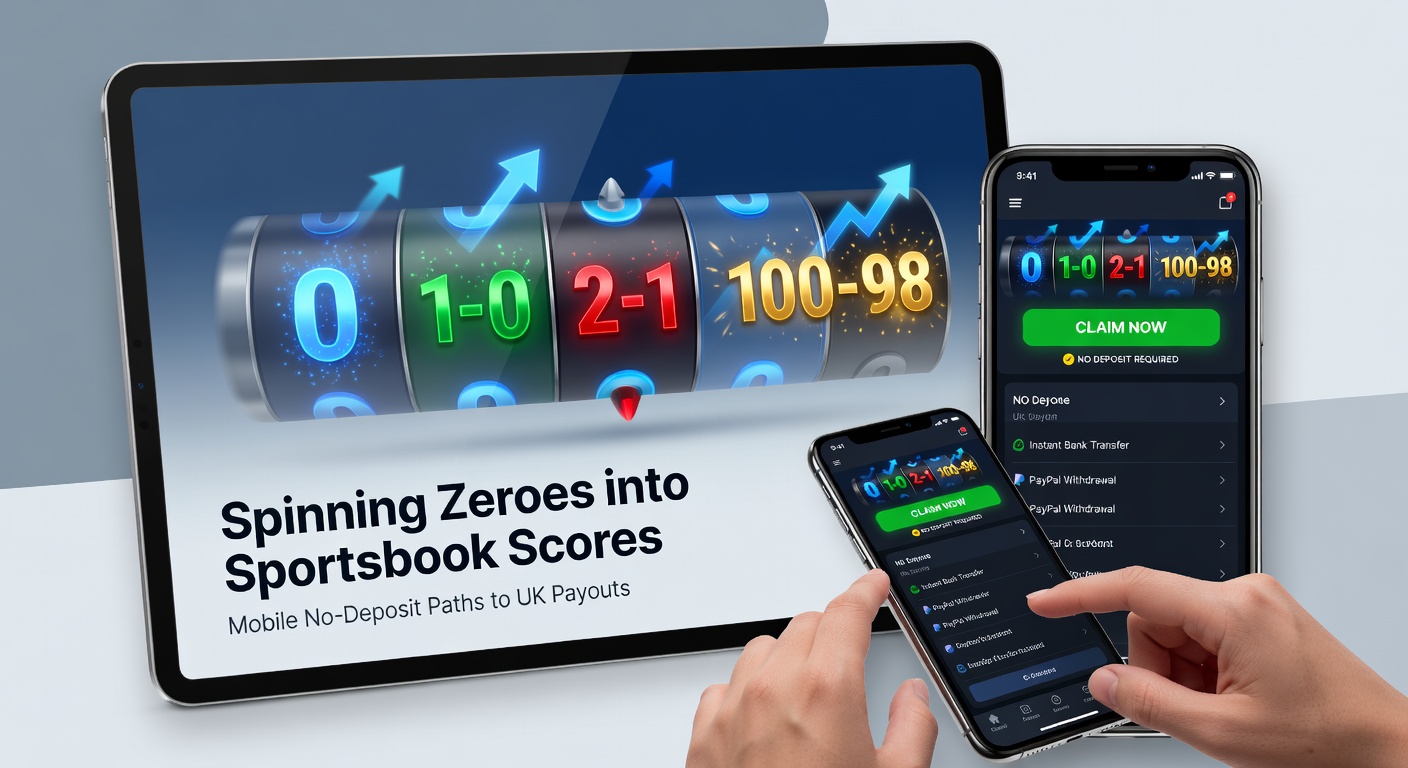 Infographic showing a flowchart from no-deposit free spins on slots to successful sportsbook withdrawal, with UK mobile app icons and payout icons