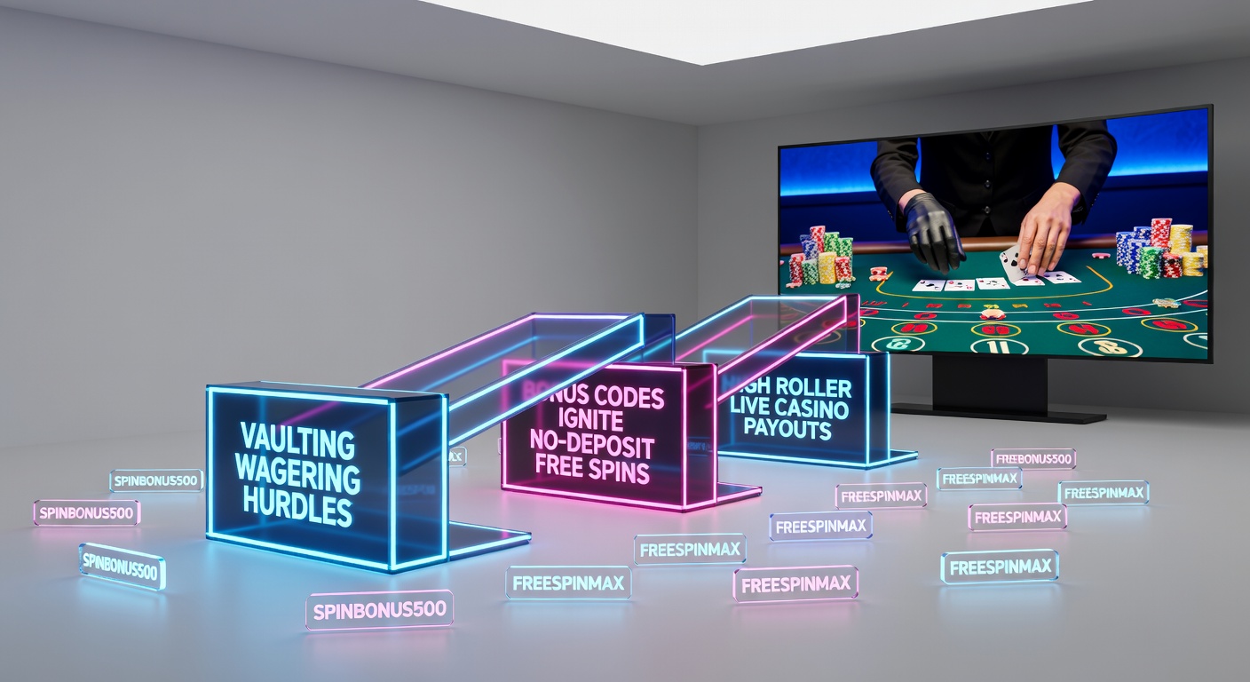 Casino player entering bonus code on mobile device to unlock free spins amid vibrant slot reels and live dealer tables